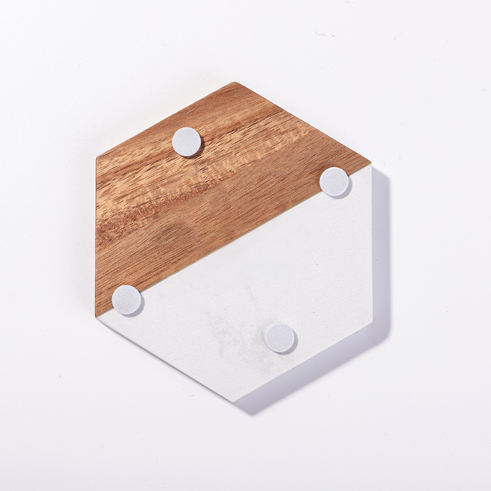 Engraving Marble Wood Coasters(Hexagon,10*11.5*1cm)