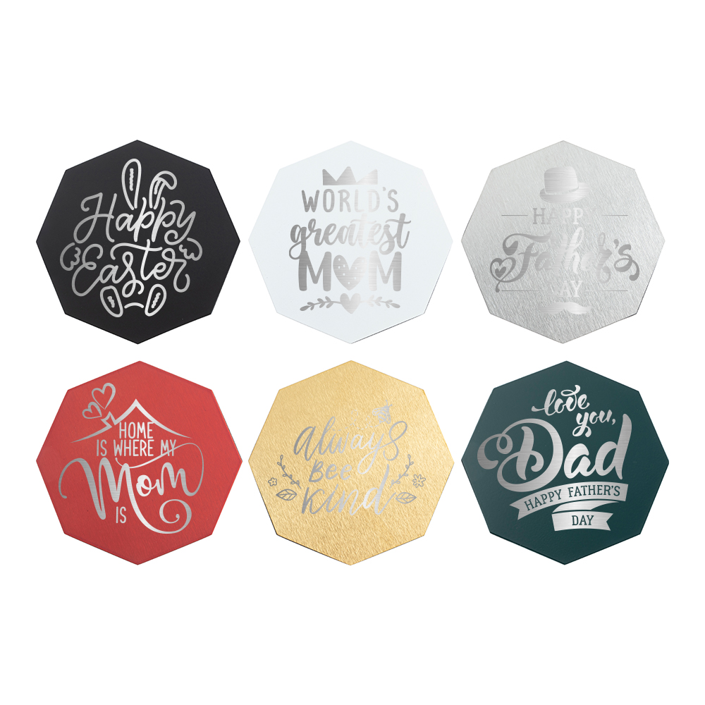 Engraving Stainless Steel Coaster(Hexagon, Gold, Silver, Green, Red, White, Black)