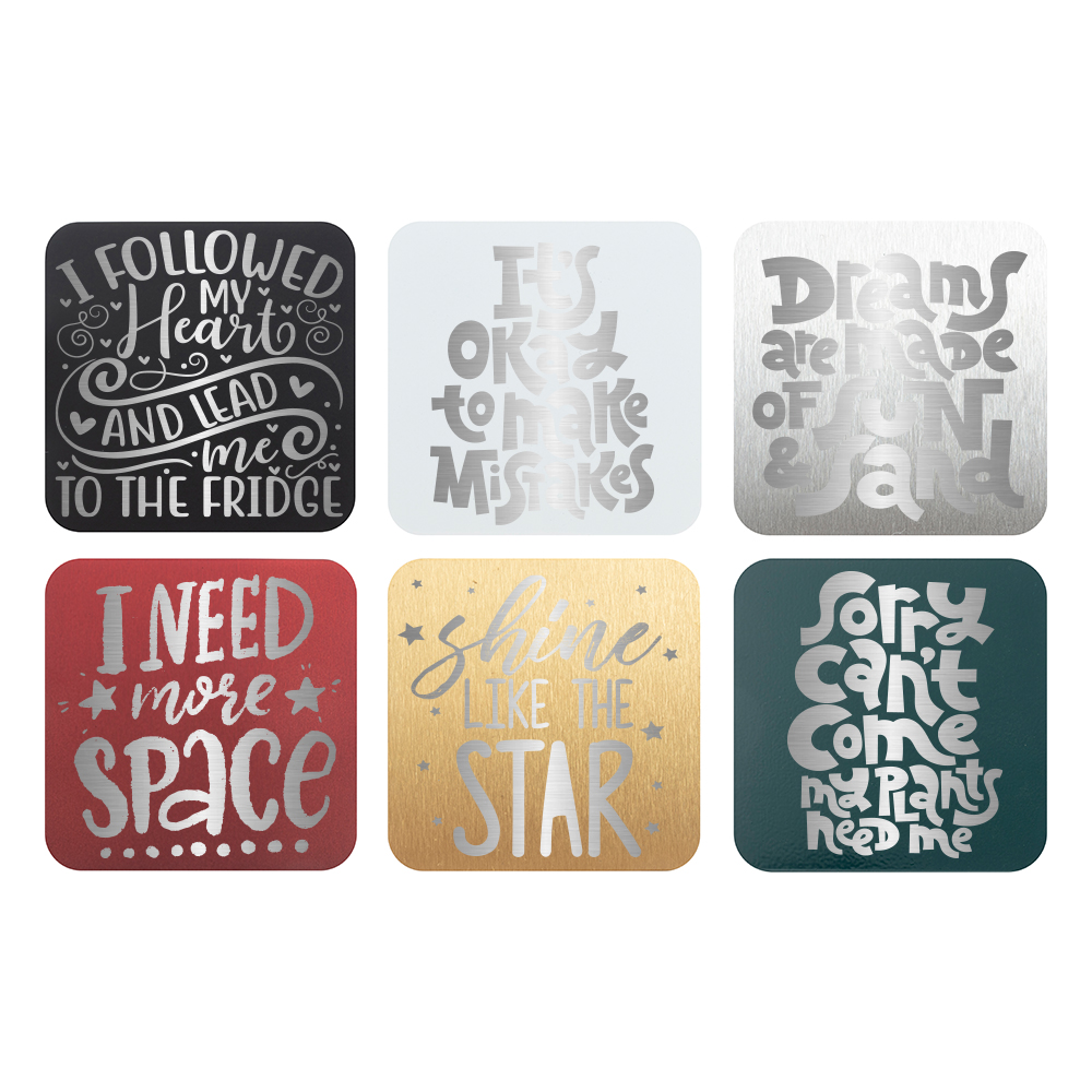 Engraving Stainless Steel Coaster(Square, Gold, Silver, Green, Red, White, Black)