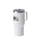 22oz/650ml Stainless Steel Tumbler with Handle w/ Ringneck Grip (Powder Coated, White)