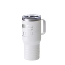 22oz/650ml Stainless Steel Tumbler with Handle w/ Ringneck Grip (Powder Coated, White)
