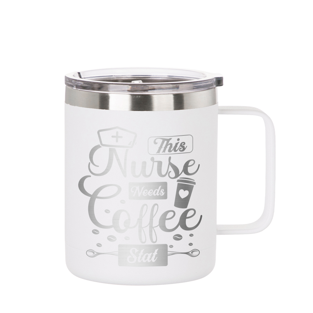 10oz/300ml Stainless Steel Coffee Cup (Sublimation, Matt White)