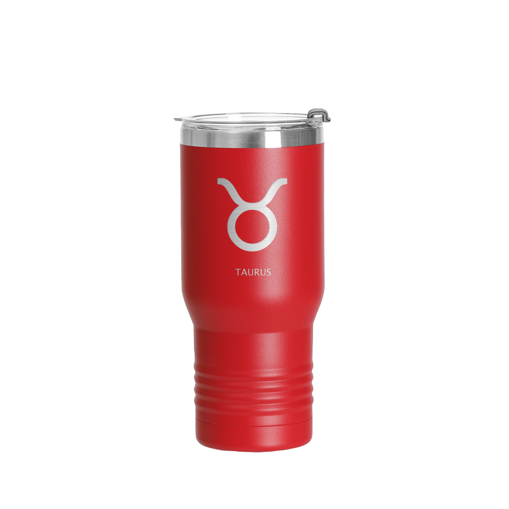 22oz/650ml Stainless Steel Tumbler w/ Ringneck Grip (Powder Coated, Red)