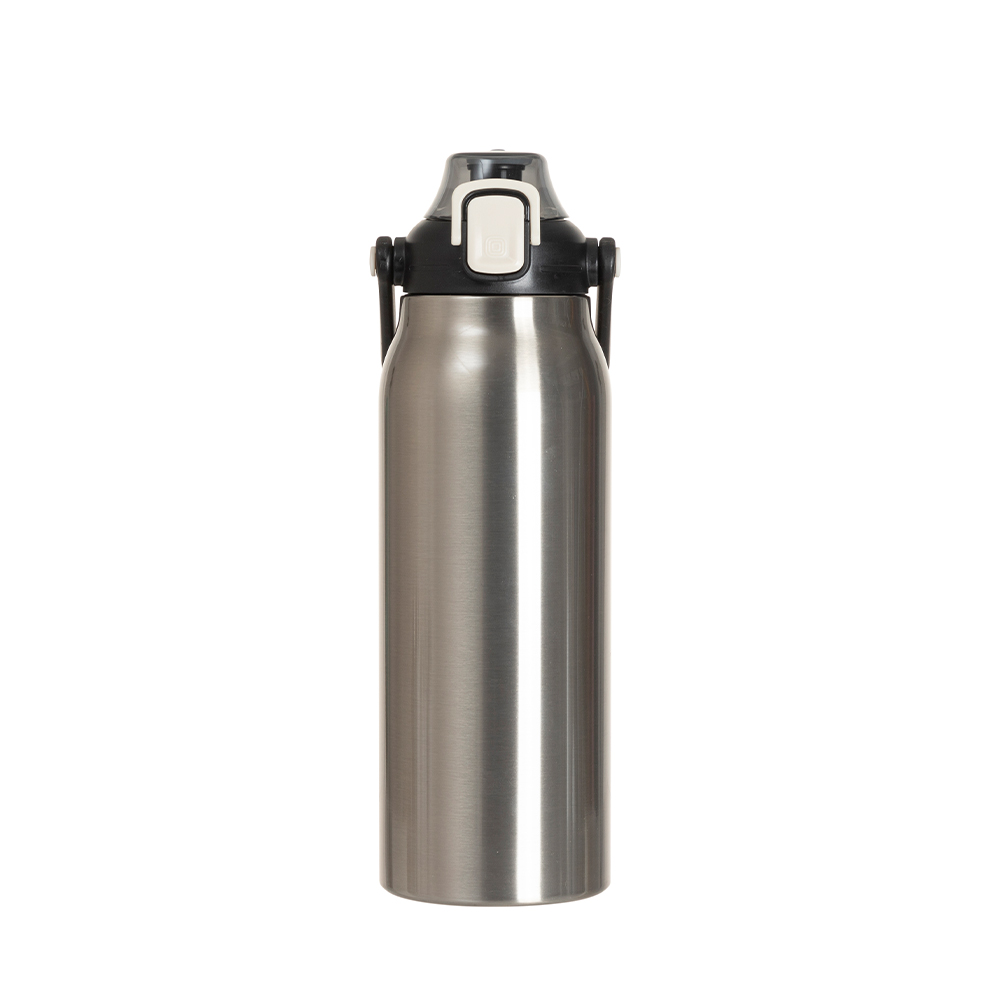 57oz/1700ml Stainless Steel Travel Bottle with Flip Lock Handle Cap &amp; Press-In Straw (Silver)
