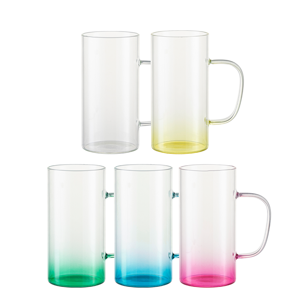 22oz/650m Glass Mug with Handle (Clear, Gradient Blue)