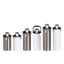 32oz/1000ml Stainless Steel Travel Bottle with Flip Lock Handle Cap &amp; Press-In Straw (White)
