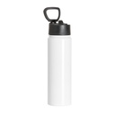 30oz/900ml Stainless Steel Water Bottle with Wide Mouth Handle Cap &amp; Straw (White)