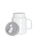 17oz/500ml Ceramic Mason Jar with Gray Silicon Lid(White)