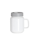 17oz/500ml Ceramic Mason Jar with Gray Silicon Lid(White)
