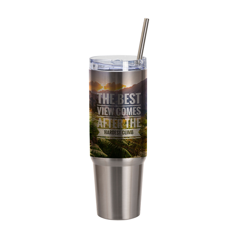 36oz/1080ml Stainless Steel Travel Tumbler with Lid &amp; Straw(Silver)