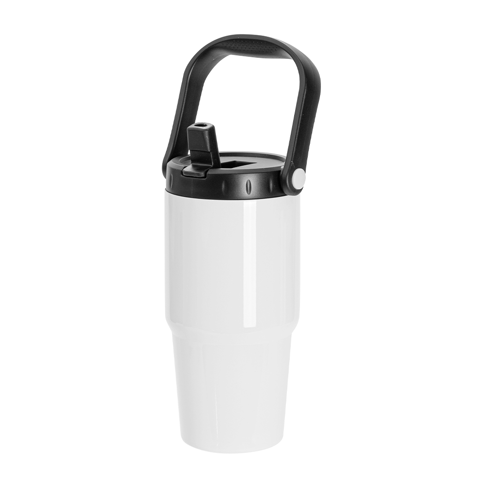 20oz/600ml Stainless Steel Travel Tumbler with Portable Lid(White)