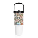 30oz/900ml Stainless Steel Travel Tumbler with Portable Lid(White)