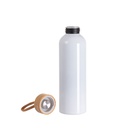 20oz/600ml Aluminum Water Bottle with Bamboo Lid (White)