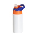 17OZ/500ml White Aluminium Water Bottle with Orange/ Blue Lid
