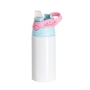 17OZ/500ml White Aluminium Water Bottle with Light Blue/ Pink Lid