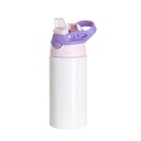 17OZ/500ml White Aluminium Water Bottle with Pink/ Purple Lid