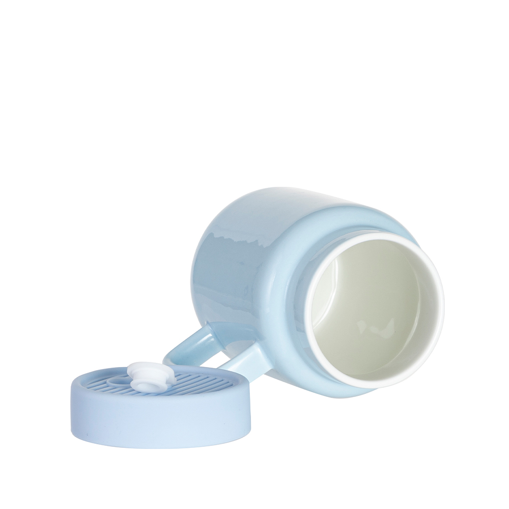 17oz/500ml Ceramic Mason Jar with Silicon Lid(Light Blue)