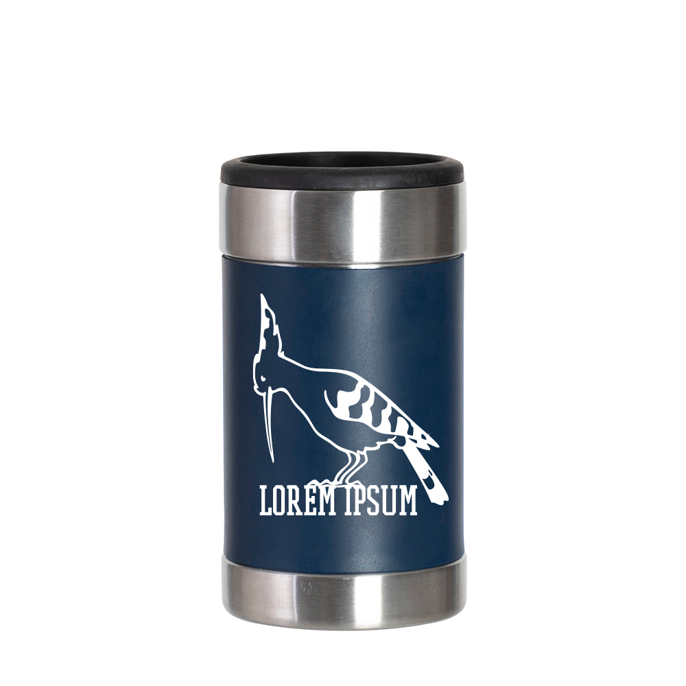 12oz/350ml 4 in 1  Can Cooler with Silicon Sleeve (Dark Blue/White)