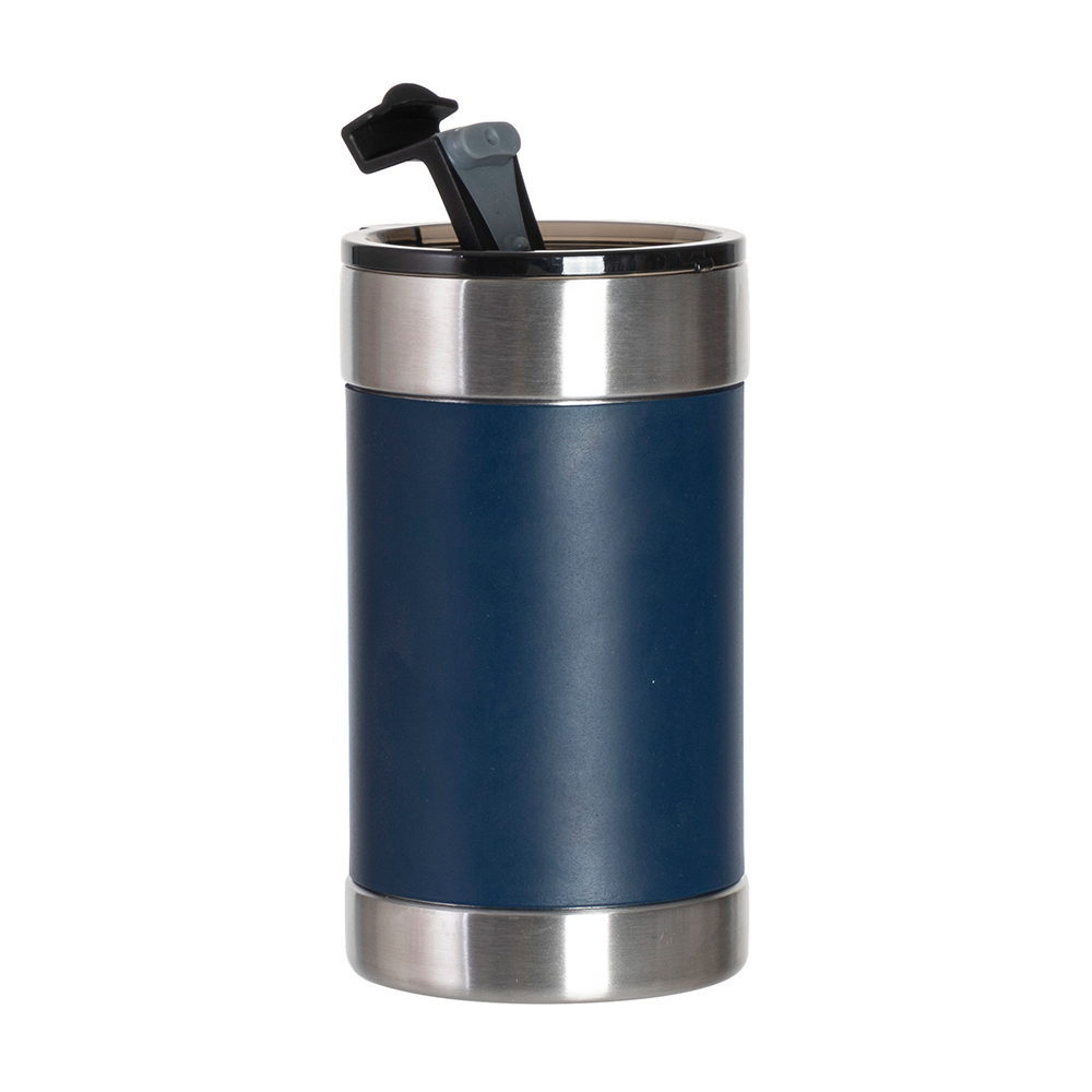12oz/350ml 4 in 1  Can Cooler with Silicon Sleeve (Dark Blue/White)
