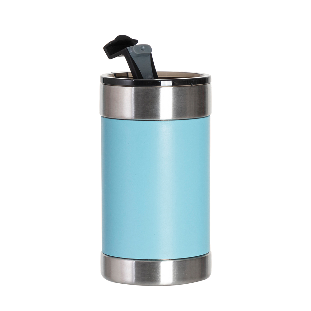12oz/350ml 4 in 1  Can Cooler with Silicon Sleeve (Light Blue/White)