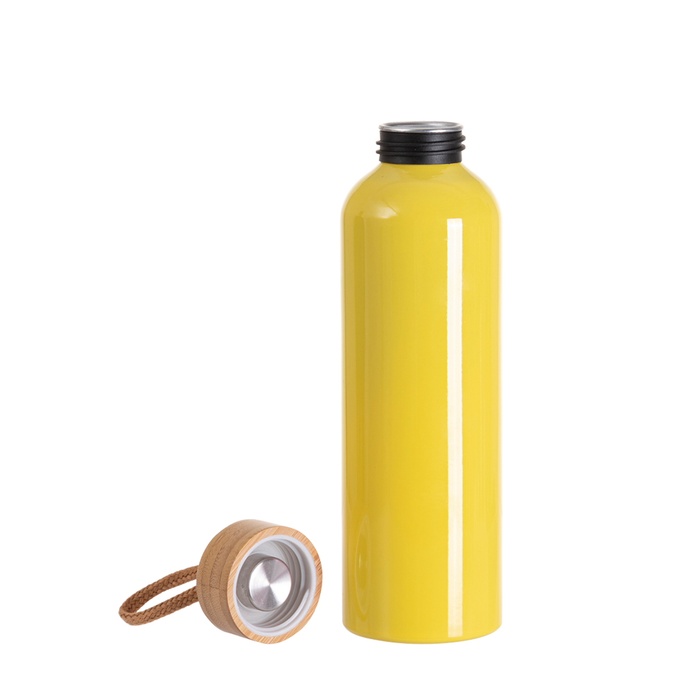 20oz/600ml Aluminum Water Bottle with Bamboo Lid (Yellow)