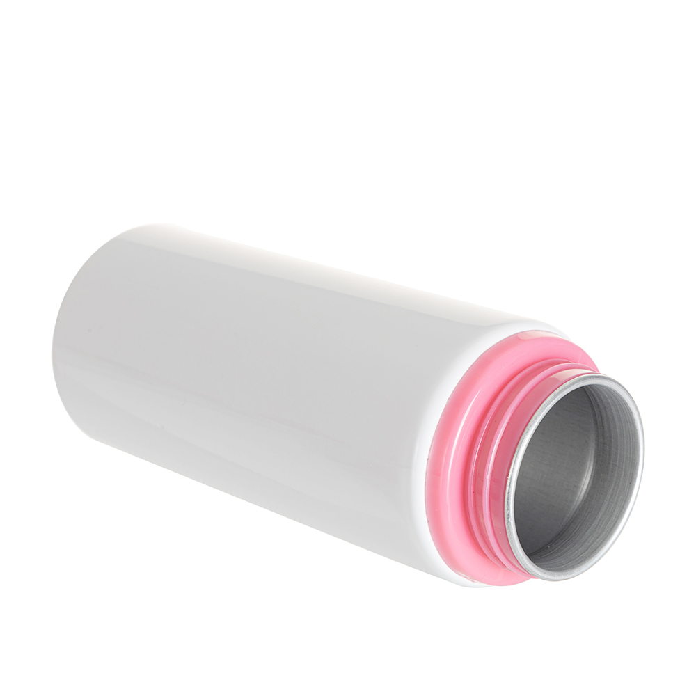 20oz/600ml White Aluminium Bottle w/ Pink Straw Lid