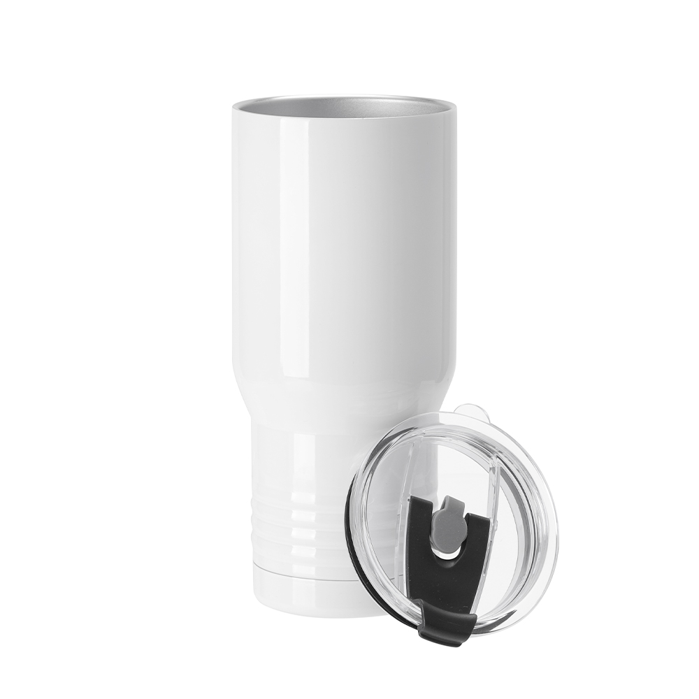 22oz/650ml Stainless Steel Tumbler with Ringneck Grip(White)