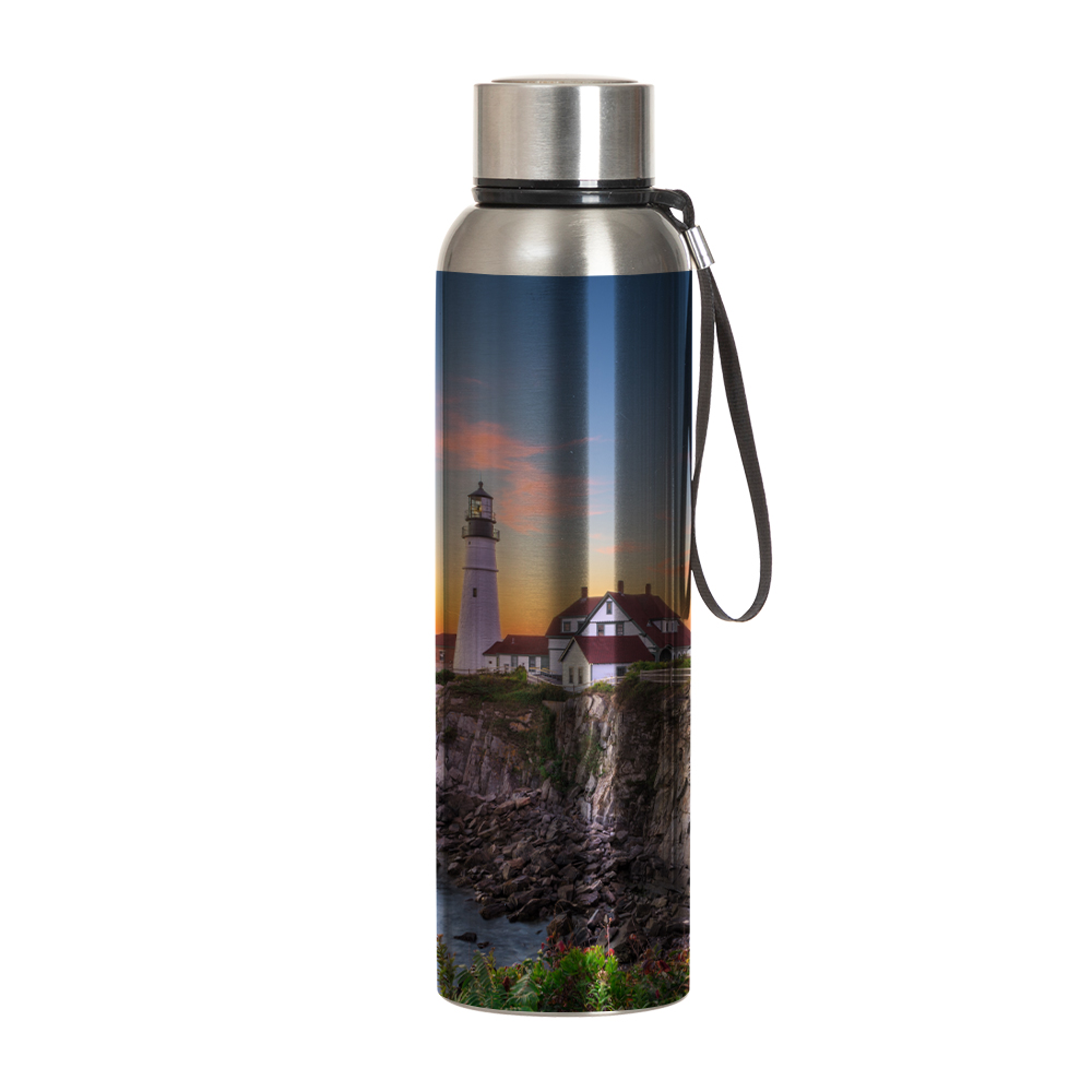 27oz/800ml Stainless Steel Bottle with  Black  Portable String(Silver)MOQ 2000