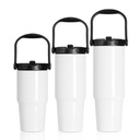 30oz/900ml Stainless Steel Travel Tumbler with Portable Lid(White)