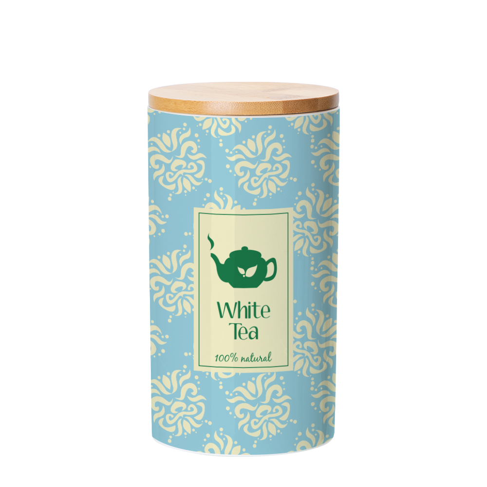 30oz Ceramic Storage Jar with Bamboo Lid (Glossy White)
