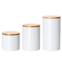 30oz Ceramic Storage Jar with Bamboo Lid (Glossy White)