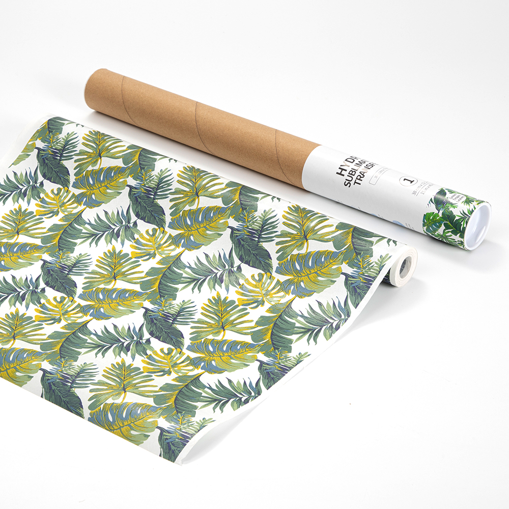 Hydro Sublimation Transfer Paper Roll(Green Tropic Leaves, 38*1220cm/ 15in x 40ft)