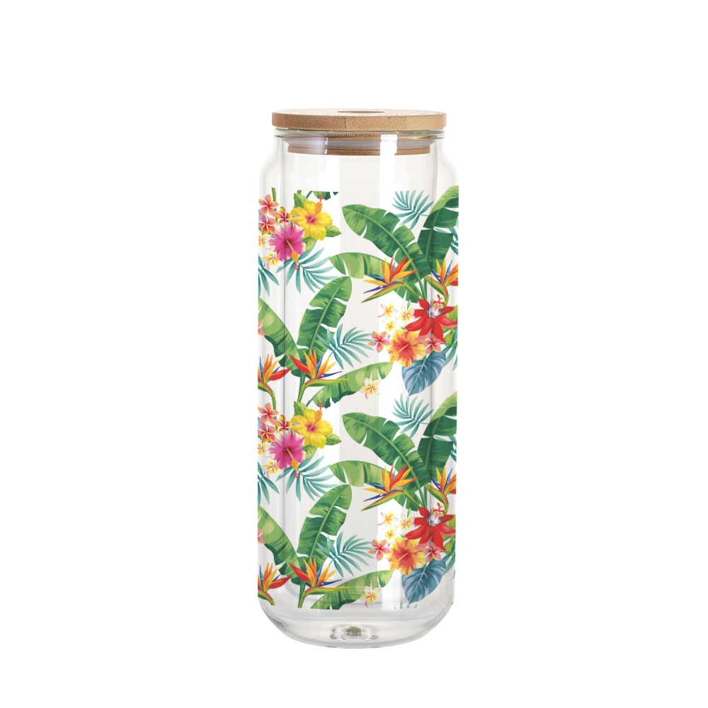 15oz/450ml Clear Can Glass Mug with Bamboo Lid