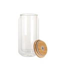 10oz/300ml Clear Can Glass Mug with bamboo lid