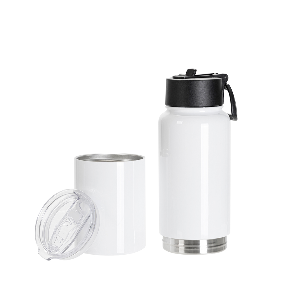 Diversion Safe White 3-in-1 Insulated Water Bottle 17oz, Can cooler and Kids Tumbler 13oz