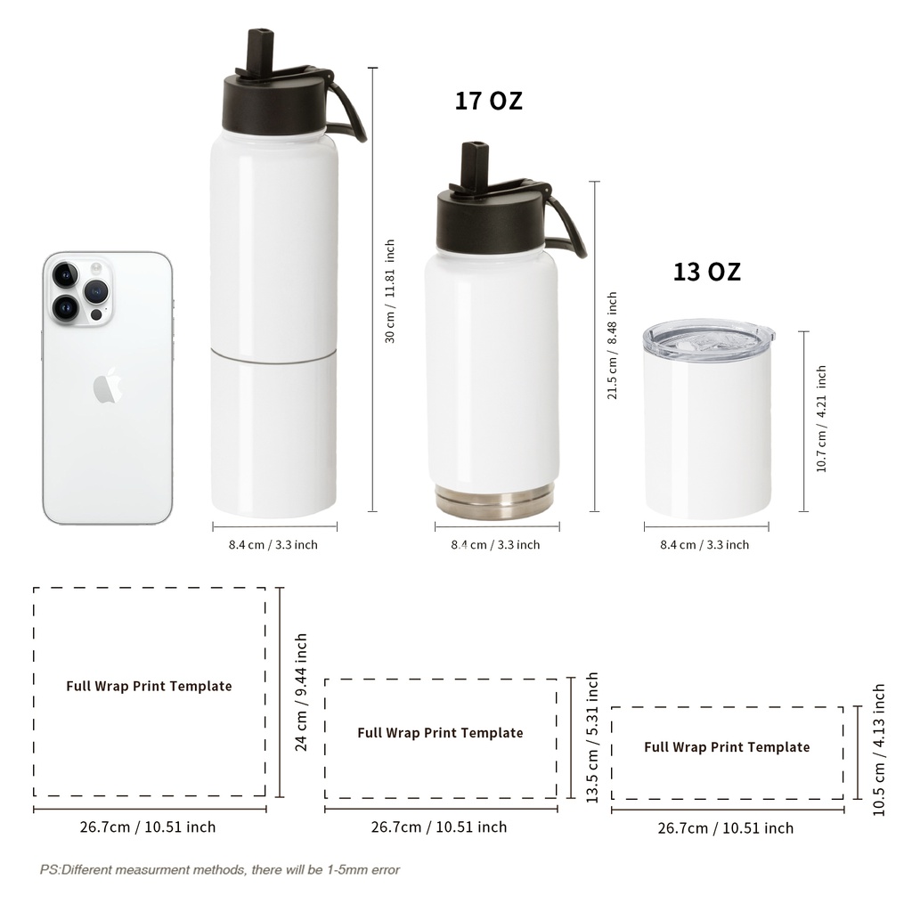 Diversion Safe White 3-in-1 Insulated Water Bottle 17oz, Can cooler and Kids Tumbler 13oz