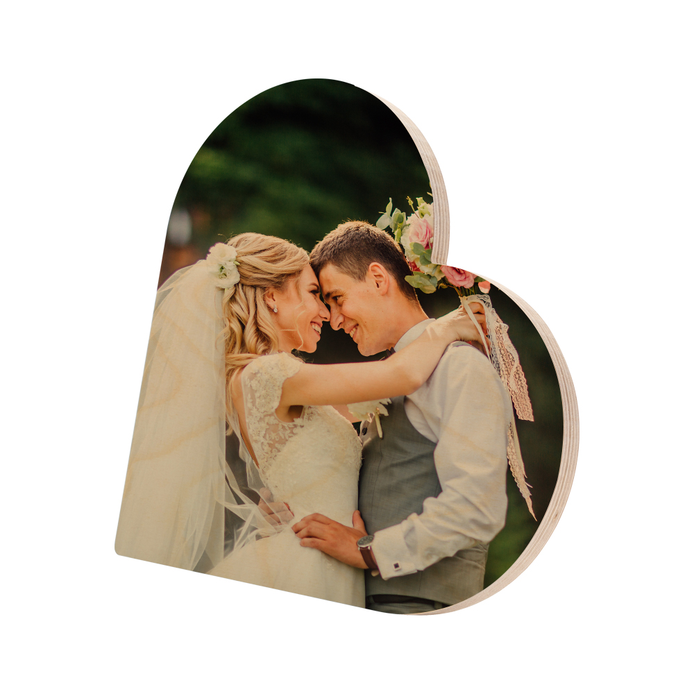 Plywood Heart-shaped Photo Frame with Stand (25.4*25.4*1.5cm)