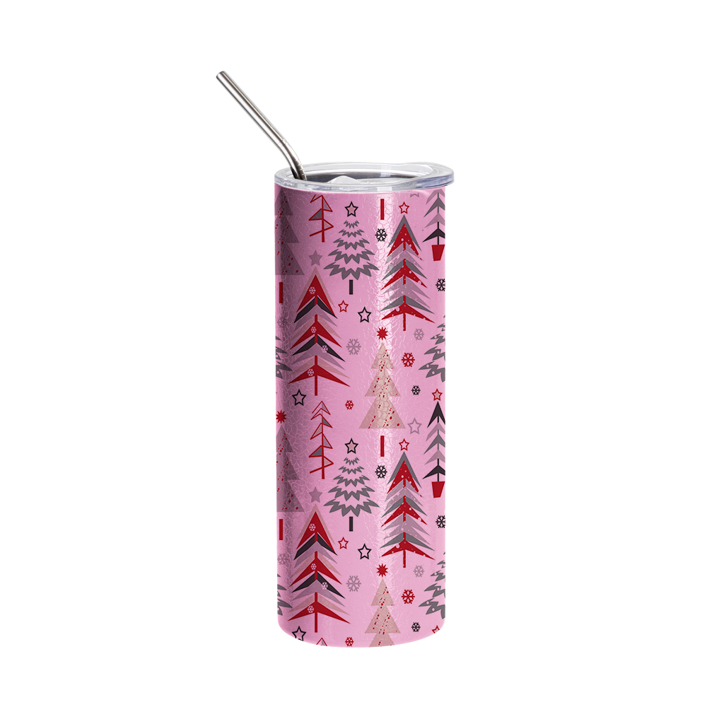 20oz/600ml Crackle Finish Stainless Steel Skinny Tumbler(Pink)