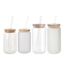 13oz/400ml Clear Glass Mugs with Bamboo lid &amp; Glass Straw