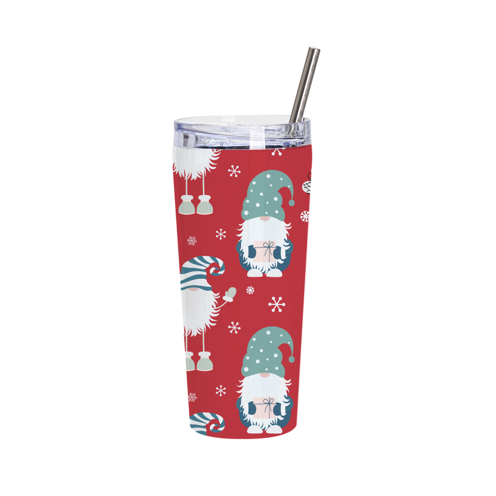 22OZ/700ml Stainless Steel Tumbler with Water Proof Lid &amp; Metal Straw (Sublimation Glossy White)