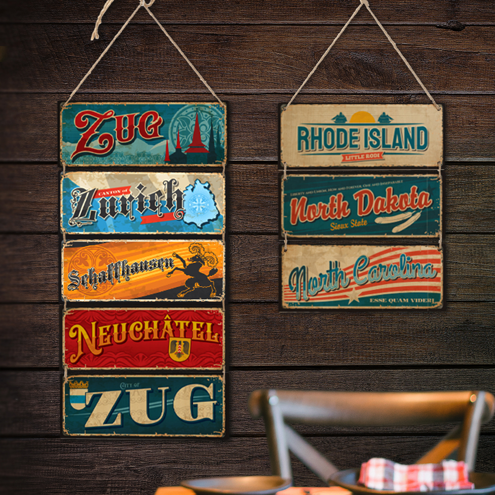 3 Pieces Plywood Hanging Wall Signs (Rectangle)