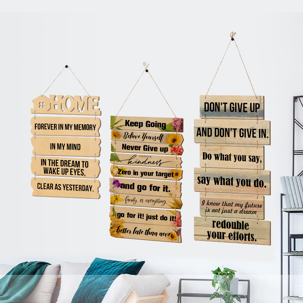 9 Pieces Plywood Hanging Wall Signs (Rectangle)