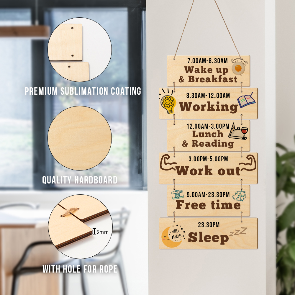 6 Pieces Plywood Hanging Wall Signs (Rectangle)