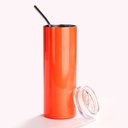 40oz/1200ml Stainless Steel Neon Color Tumbler with Plastic Handle, Plastic Straw &amp; Leak-Proof Slide Lid (Yellow)