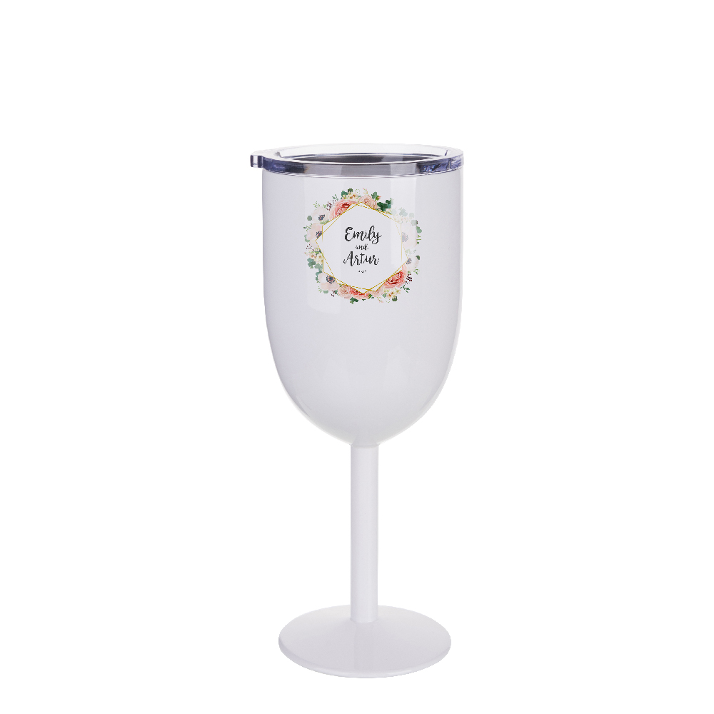 350ml Stainless Steel Wine Glass(Other,Sublimation,White)