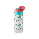 Kids Stainless Steel Bottle With Silicon Straw &amp; Red Cap(12oz/360ml,Sublimation Blank,White)