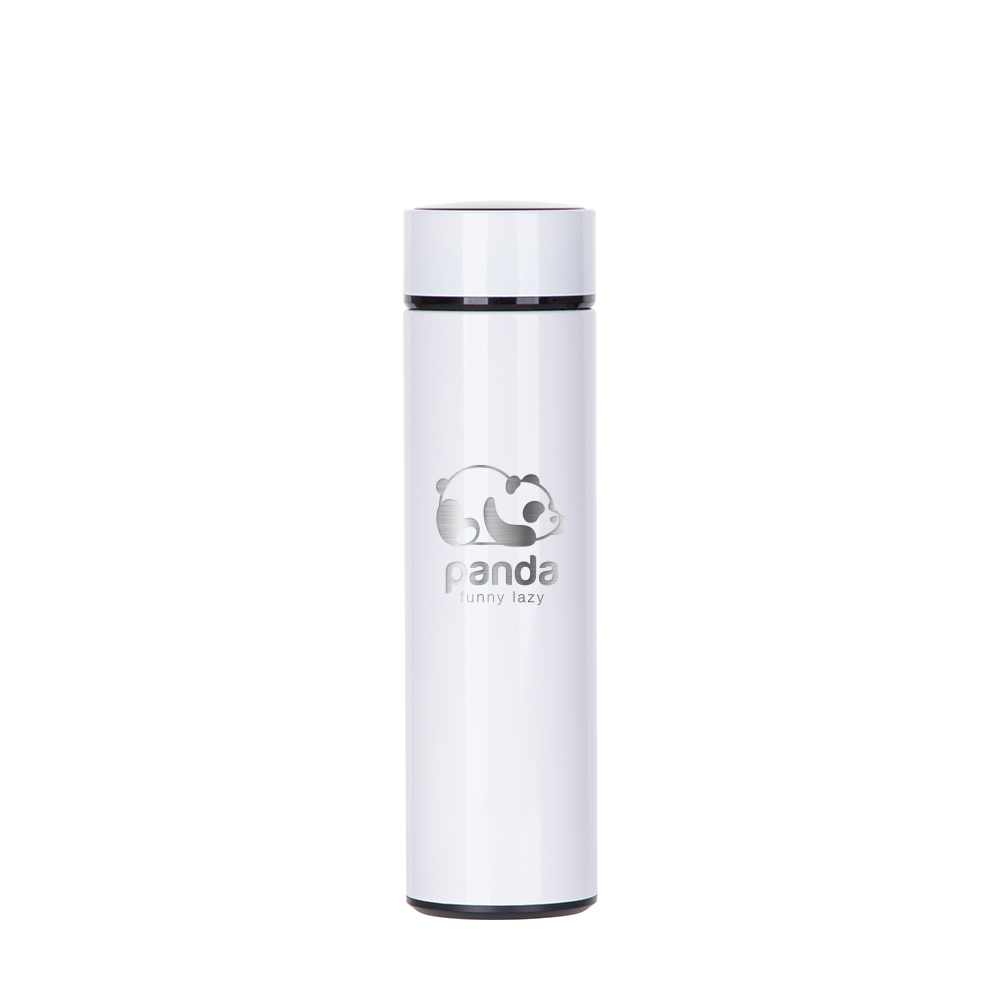 Smart Stainless Steel Flask w/ Temp. Display(16oz/450ml,Sublimation Blank,White)