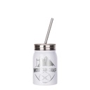 Stainless Steel Mason Jar with Straw(17oz/500ml,Sublimation blank,White)