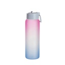 32oz/950ml Frosted Glass Sports Bottle w/ Blue Straw Lid (Gradient Color Pink &amp; Blue)