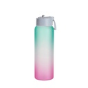 32oz/950ml Frosted Glass Sports Bottle w/ Grey Straw Lid (Gradient Color Green &amp; Pink)